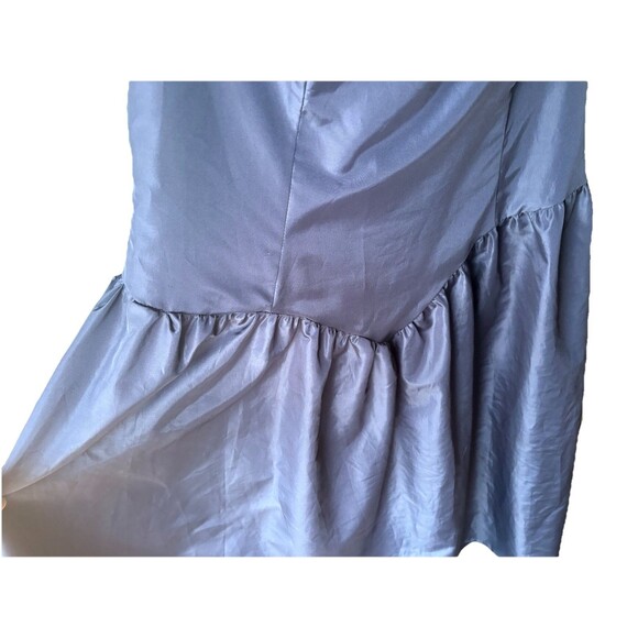 VTG'80 ILGWU Prom Formal Navy Blue Satin Lace Dress /Puffs Sleeves /Bows Size 40 - Picture 7 of 16